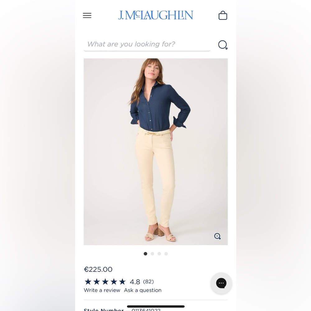 J. McLaughlin Lightweight Ivory Bone Stretch Skinny Jeans Pants Gently Used
